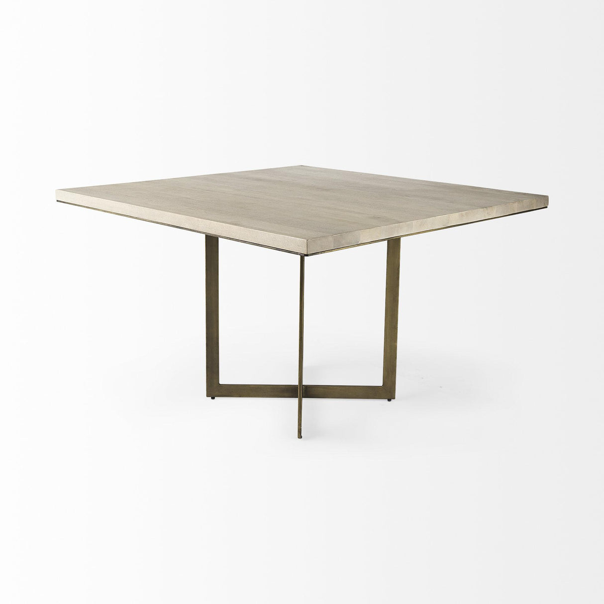 Mercana Faye I 48L x 48W x 30H Beige Finished Wood W/Gold Metal Base Square Dining Table