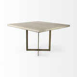 Mercana Faye I 48L x 48W x 30H Beige Finished Wood W/Gold Metal Base Square Dining Table