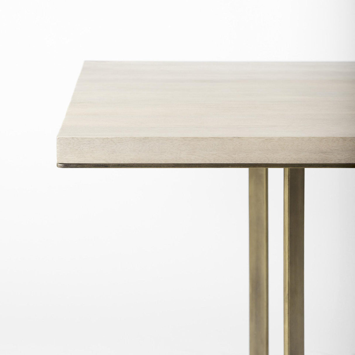 Mercana Faye I 48L x 48W x 30H Beige Finished Wood W/Gold Metal Base Square Dining Table