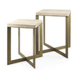 Mercana Faye (Set of 2) 19L x 19W x 26H Beige Finished Wood W/ Gold Metal Base Accent Tables