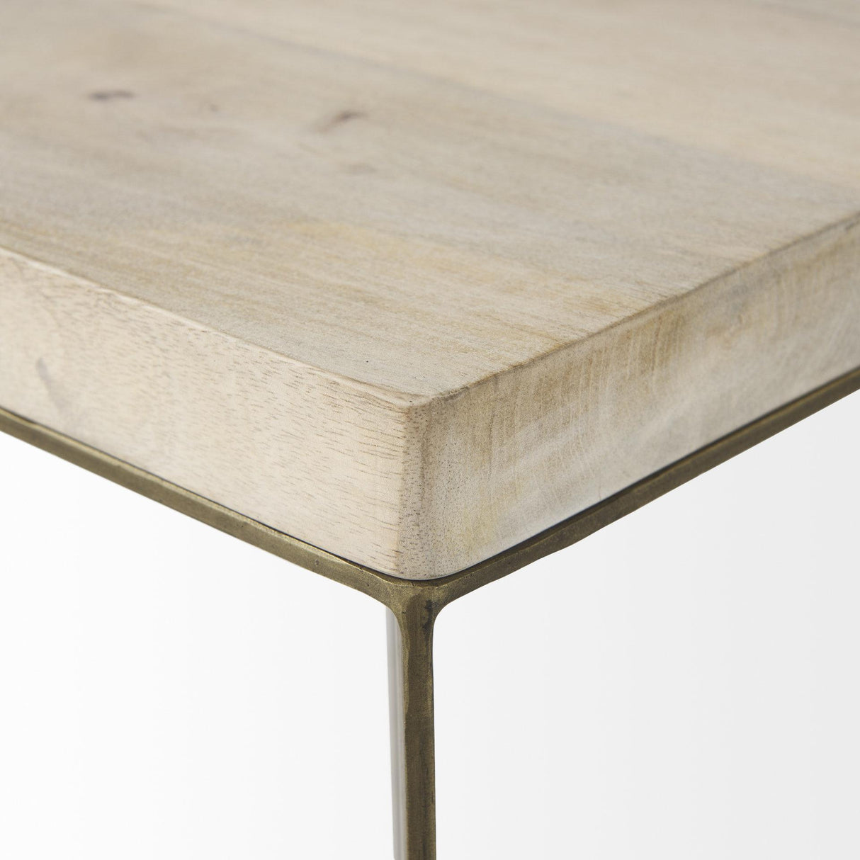 Mercana Faye (Set of 2) 19L x 19W x 26H Beige Finished Wood W/ Gold Metal Base Accent Tables