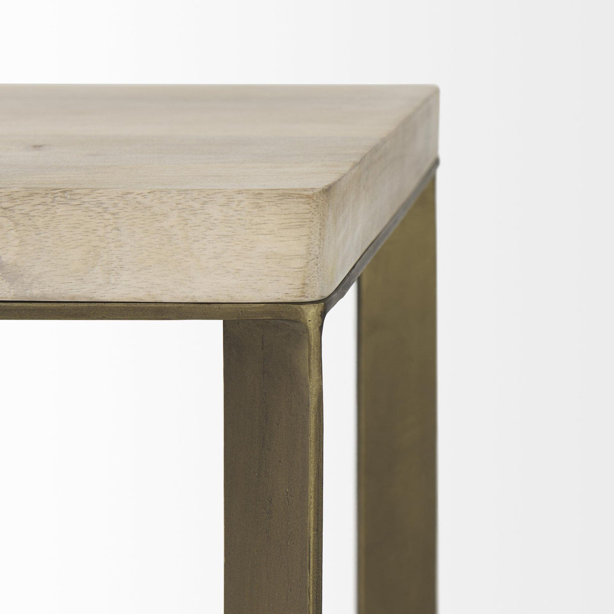 Mercana Faye (Set of 2) 19L x 19W x 26H Beige Finished Wood W/ Gold Metal Base Accent Tables