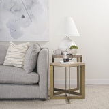 Mercana Faye (Set of 2) 19L x 19W x 26H Beige Finished Wood W/ Gold Metal Base Accent Tables