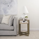Mercana Faye (Set of 2) 19L x 19W x 26H Beige Finished Wood W/ Gold Metal Base Accent Tables