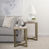Mercana Faye (Set of 2) 19L x 19W x 26H Beige Finished Wood W/ Gold Metal Base Accent Tables
