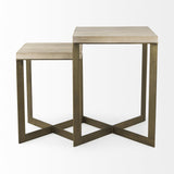 Mercana Faye (Set of 2) 19L x 19W x 26H Beige Finished Wood W/ Gold Metal Base Accent Tables