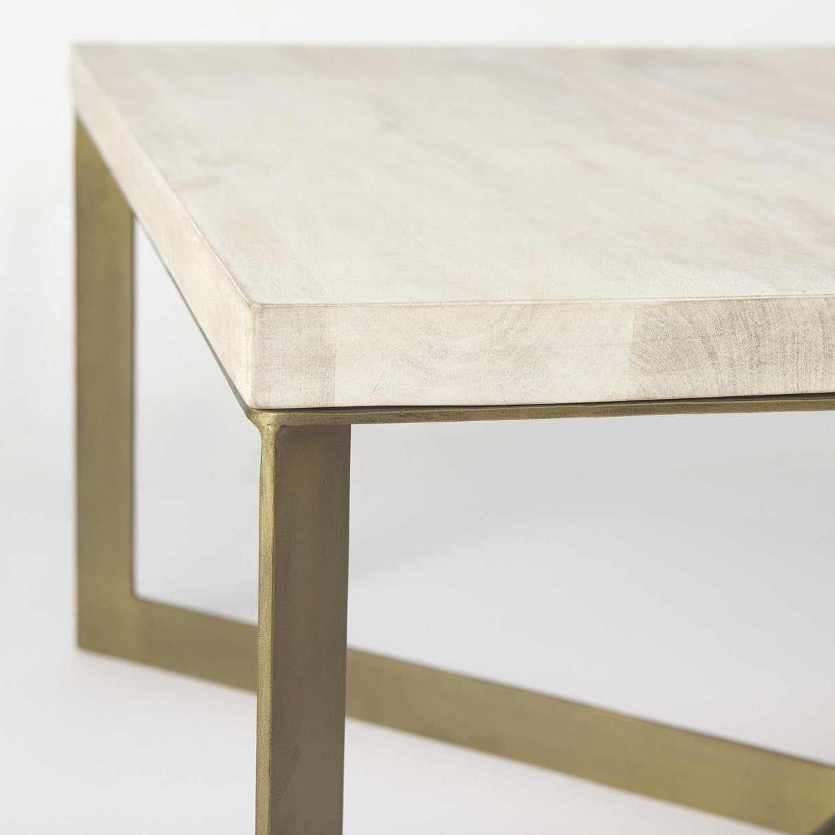 Mercana Faye 34L x 34W x 17H Beige Finished Wood W/Gold Metal Base Square Coffee Table