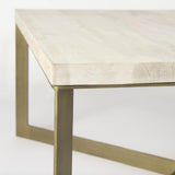 Mercana Faye 34L x 34W x 17H Beige Finished Wood W/Gold Metal Base Square Coffee Table