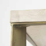 Mercana Faye 34L x 34W x 17H Beige Finished Wood W/Gold Metal Base Square Coffee Table