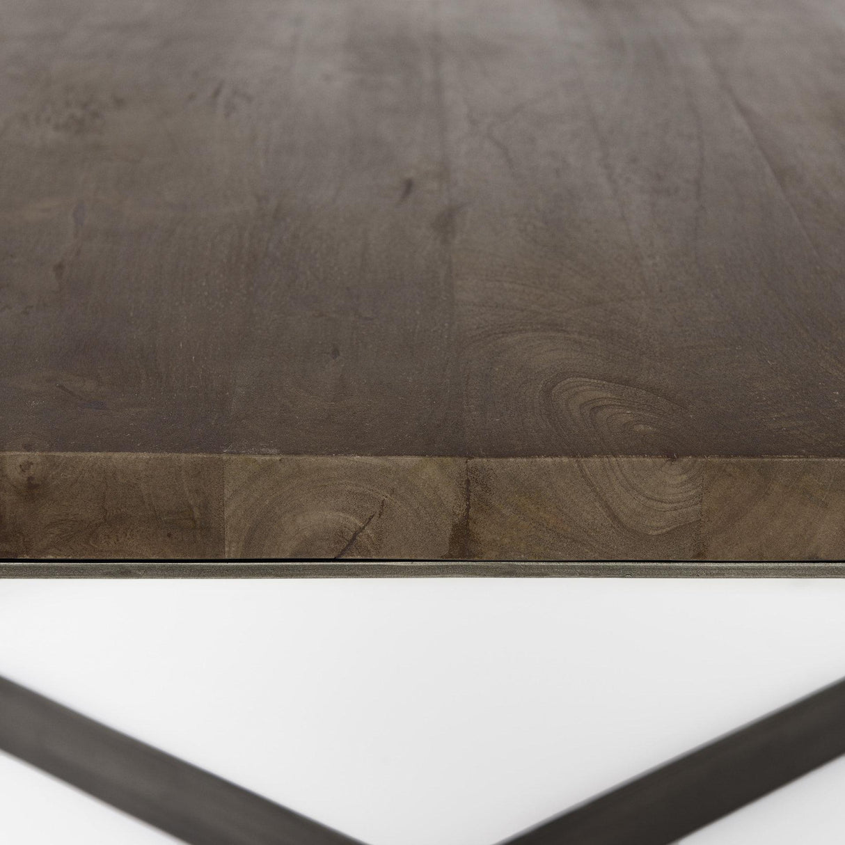Mercana Faye 34L x 34W x 17H Medium Brown Wood W/Antique Nickel Metal Base Square Coffee Table