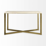 Mercana Faye 50L x 15W x 30H Beige Finished Wood W/Gold Metal Base Console Table