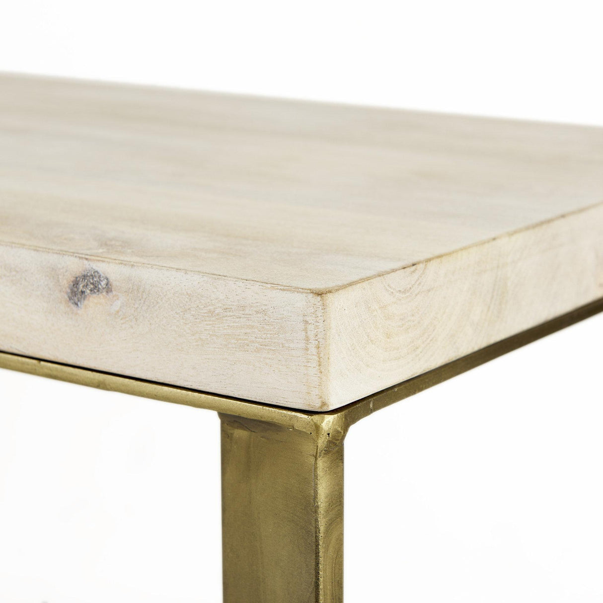 Mercana Faye 50L x 15W x 30H Beige Finished Wood W/Gold Metal Base Console Table