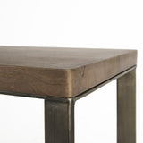 Mercana Faye 50L x 15W x 30H Medium Brown Wood W/Antique Nickel Metal Base Console Table