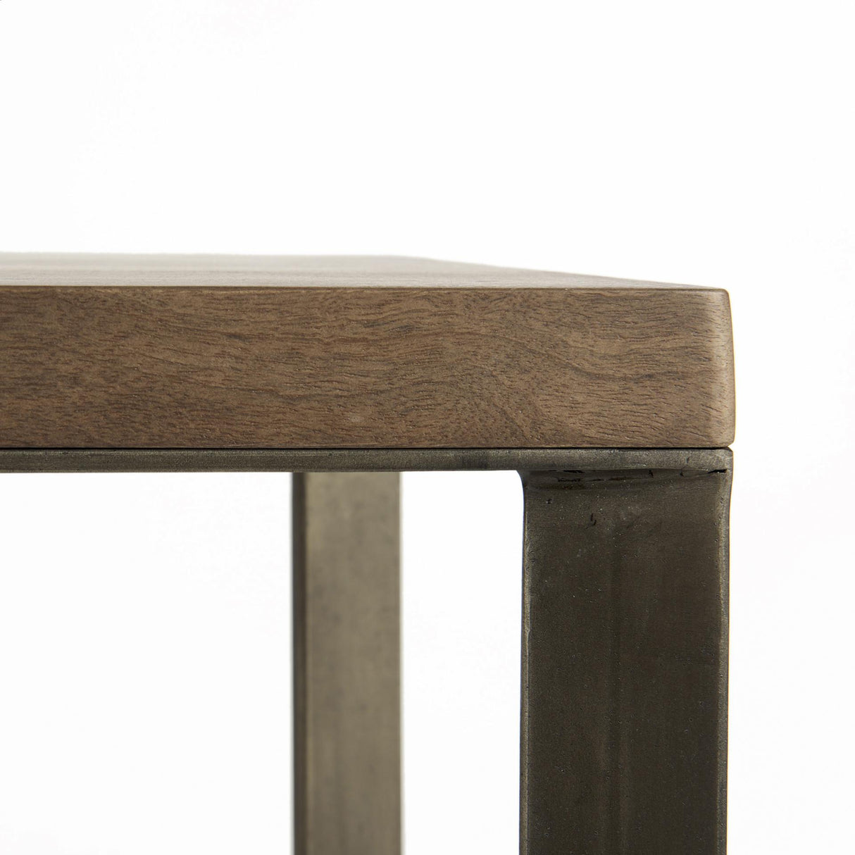 Mercana Faye 50L x 15W x 30H Medium Brown Wood W/Antique Nickel Metal Base Console Table