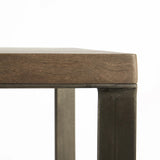 Mercana Faye 50L x 15W x 30H Medium Brown Wood W/Antique Nickel Metal Base Console Table