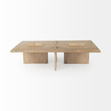 Mercana Aida 56 x 34 Rectangular Light Brown Wood Coffee Table