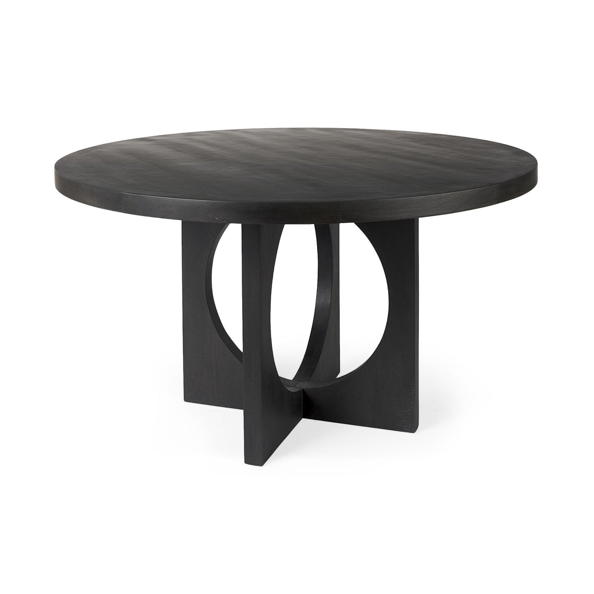 Mercana Liesl 54.L x 54.0W x 30.0H Black Wood W/ Circular Top Dining Table