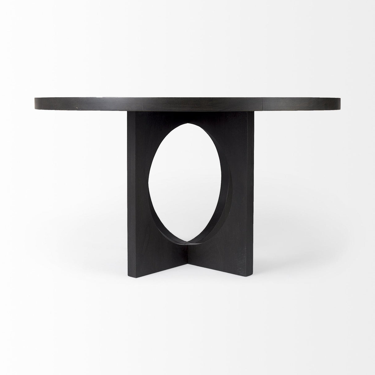 Mercana Liesl 54.L x 54.0W x 30.0H Black Wood W/ Circular Top Dining Table