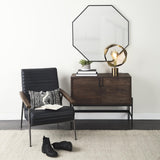 Mercana Glenn 38L x 16W x 30H Dark Brown Wood w/ Black Iron Frame, 2 Door Accent Cabinet