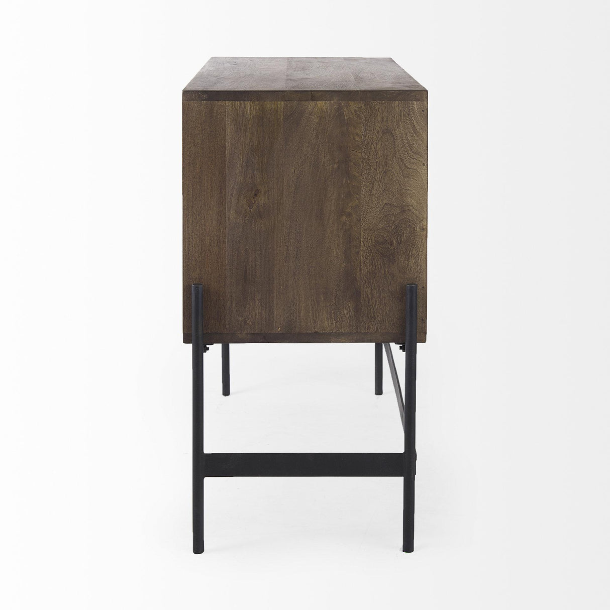 Mercana Glenn 38L x 16W x 30H Dark Brown Wood w/ Black Iron Frame, 2 Door Accent Cabinet