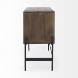 Mercana Glenn 38L x 16W x 30H Dark Brown Wood w/ Black Iron Frame, 2 Door Accent Cabinet