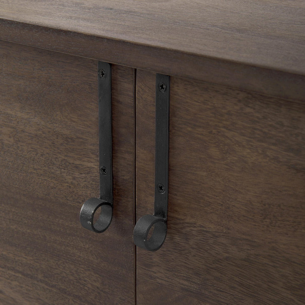 Mercana Glenn 38L x 16W x 30H Dark Brown Wood w/ Black Iron Frame, 2 Door Accent Cabinet