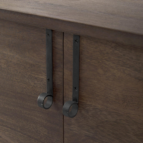 Mercana Glenn 38L x 16W x 30H Dark Brown Wood w/ Black Iron Frame, 2 Door Accent Cabinet