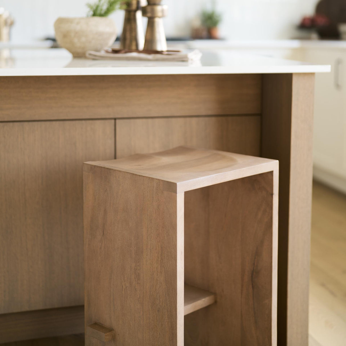 Mercana Aida 26" Seat Height Light Brown Wood Counter Stool