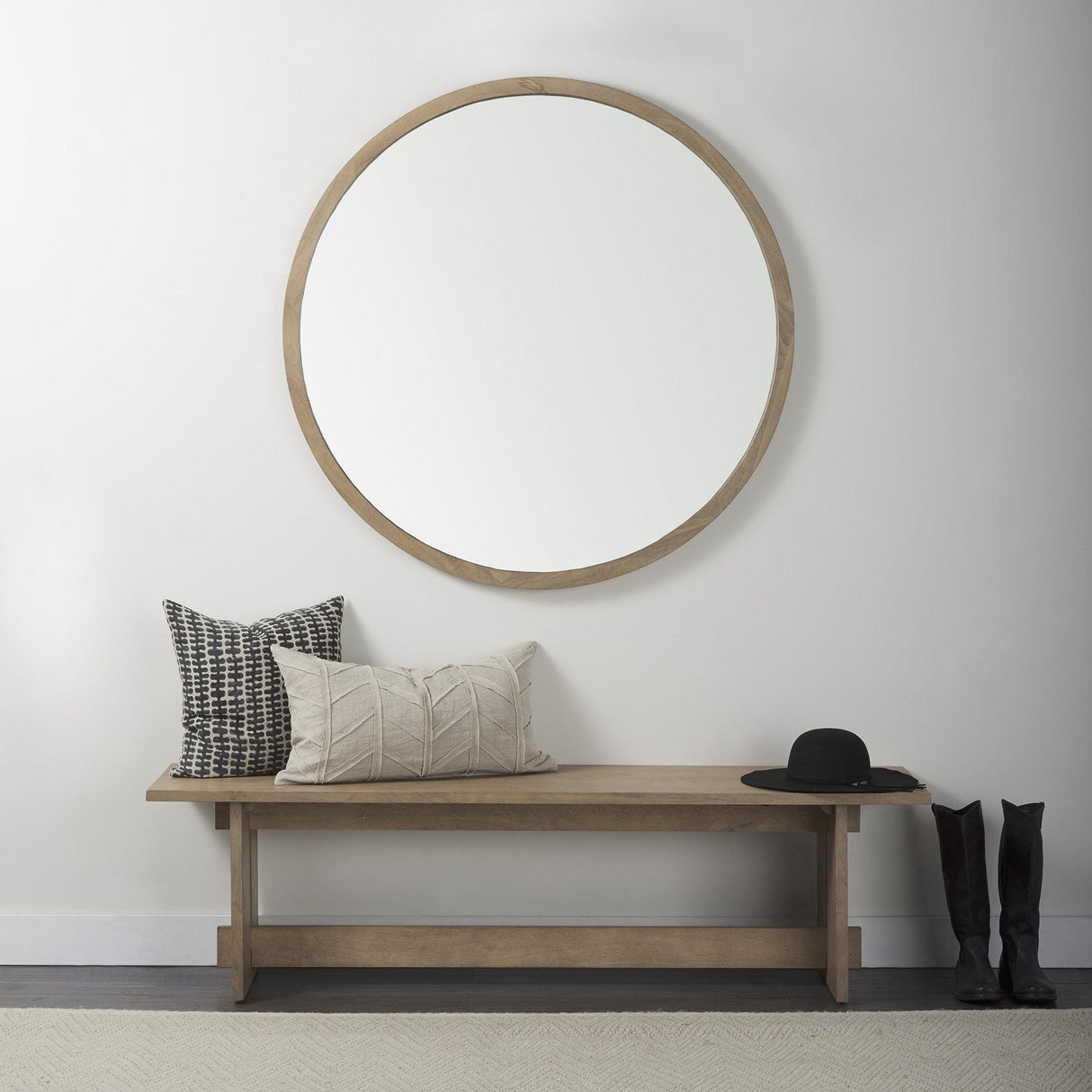 Mercana Aida 18H Light Brown Wood Dining Bench