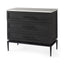 Mercana Divina Black-Brown Wood w/ White Marble Top and Black Metal Base Accent Cabinet