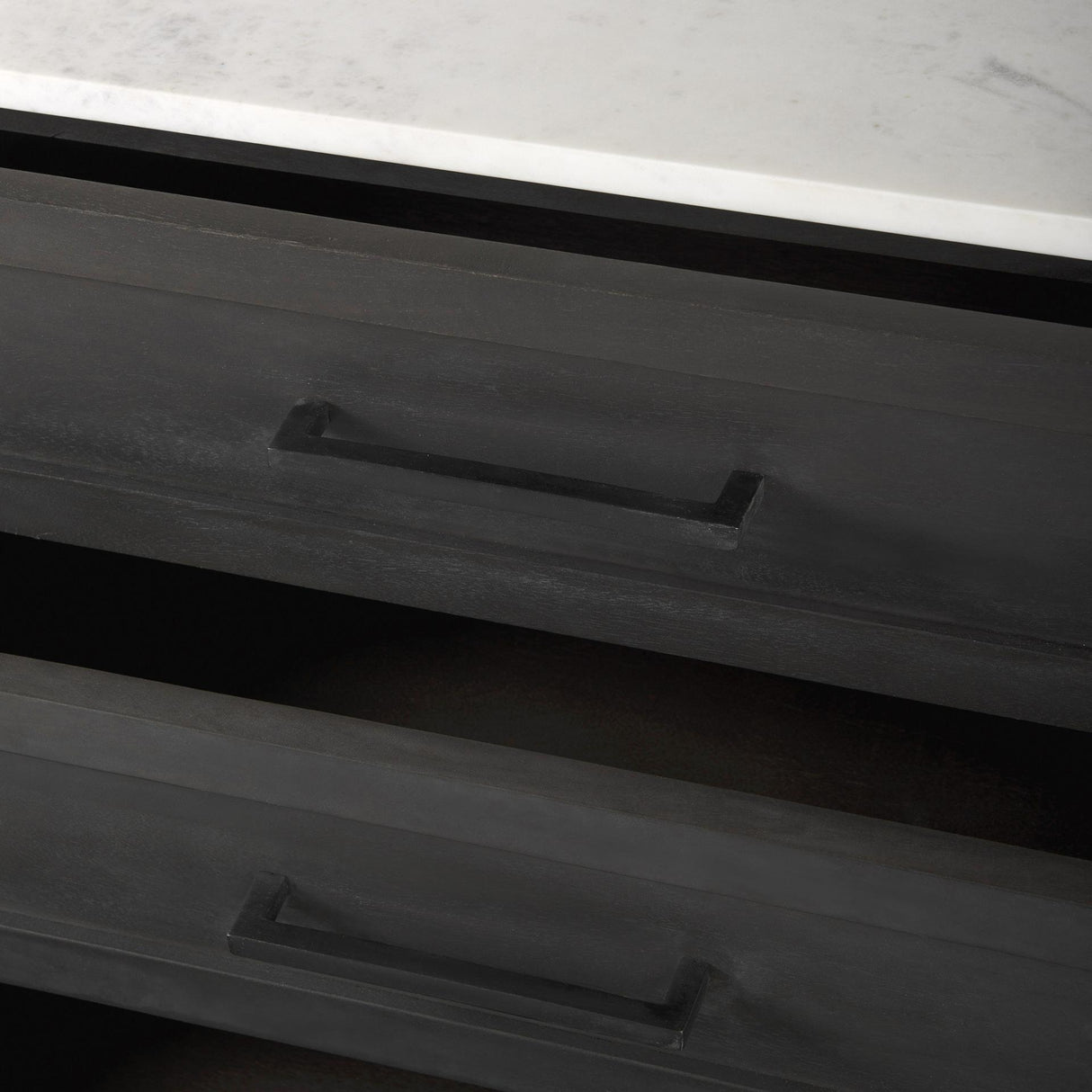 Mercana Divina Black-Brown Wood w/ White Marble Top and Black Metal Base Accent Cabinet