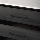 Mercana Divina Black-Brown Wood w/ White Marble Top and Black Metal Base Accent Cabinet