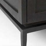 Mercana Divina Black-Brown Wood w/ White Marble Top and Black Metal Base Accent Cabinet