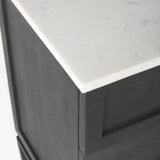 Mercana Divina Black-Brown Wood w/ White Marble Top and Black Metal Base Accent Cabinet