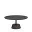 Mercana Maxwell 34L x 34W x 16H Dark Brown Wood W/ Black Metal Pedestal Base Round Coffee Table