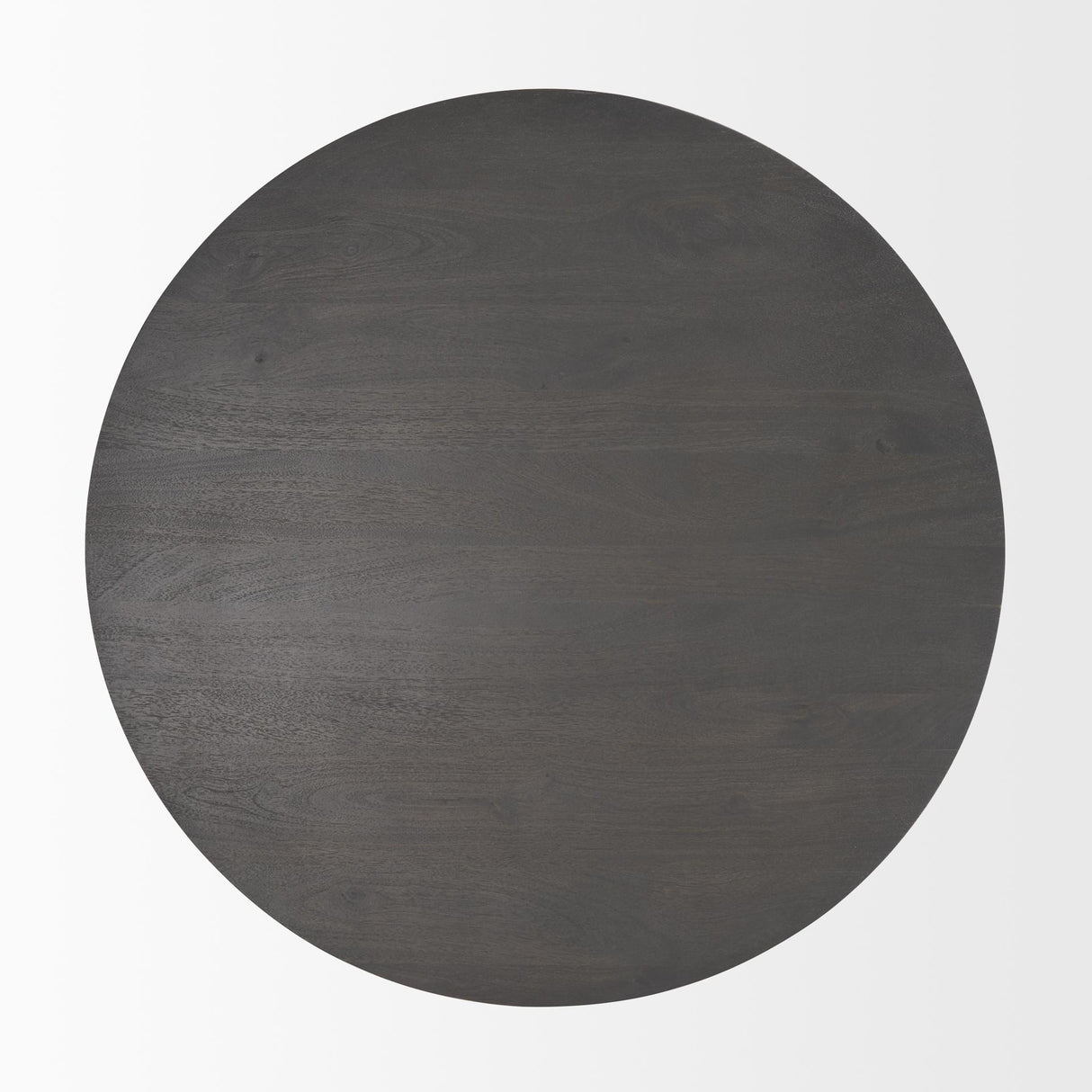 Mercana Maxwell 34L x 34W x 16H Dark Brown Wood W/ Black Metal Pedestal Base Round Coffee Table