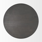 Mercana Maxwell 34L x 34W x 16H Dark Brown Wood W/ Black Metal Pedestal Base Round Coffee Table
