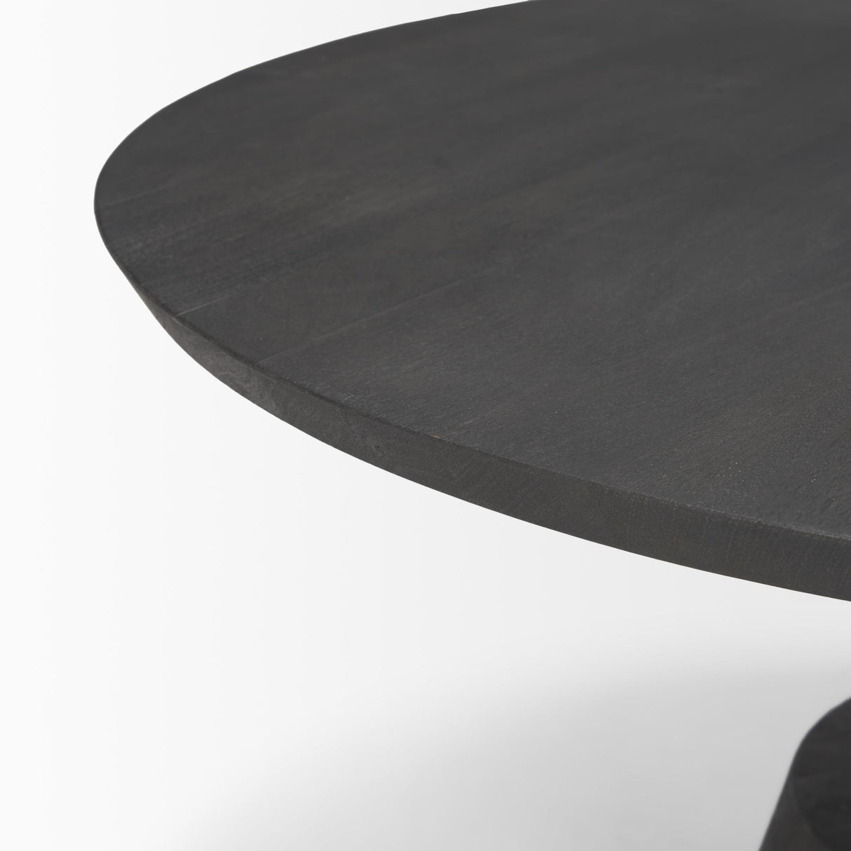 Mercana Maxwell 34L x 34W x 16H Dark Brown Wood W/ Black Metal Pedestal Base Round Coffee Table