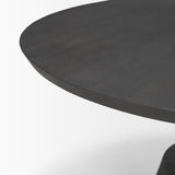 Mercana Maxwell 34L x 34W x 16H Dark Brown Wood W/ Black Metal Pedestal Base Round Coffee Table
