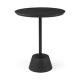 Mercana Maxwell 20" Round Dark Brown Wood w/ Black Metal Pedestal Side Table