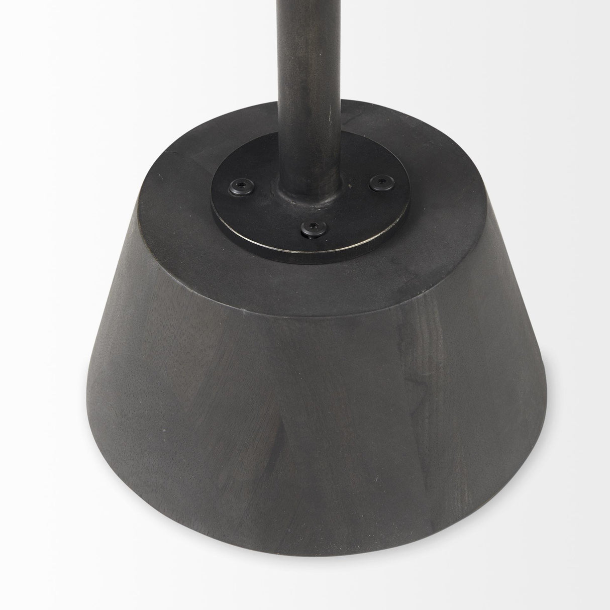 Mercana Maxwell 20" Round Dark Brown Wood w/ Black Metal Pedestal Side Table