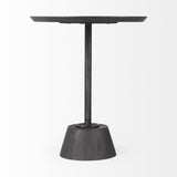 Mercana Maxwell 20" Round Dark Brown Wood w/ Black Metal Pedestal Side Table