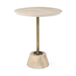 Mercana Maxwell 20" Round Light Brown Wood w/ Gold Metal Pedestal Side Table