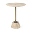 Mercana Maxwell 20" Round Light Brown Wood w/ Gold Metal Pedestal Side Table