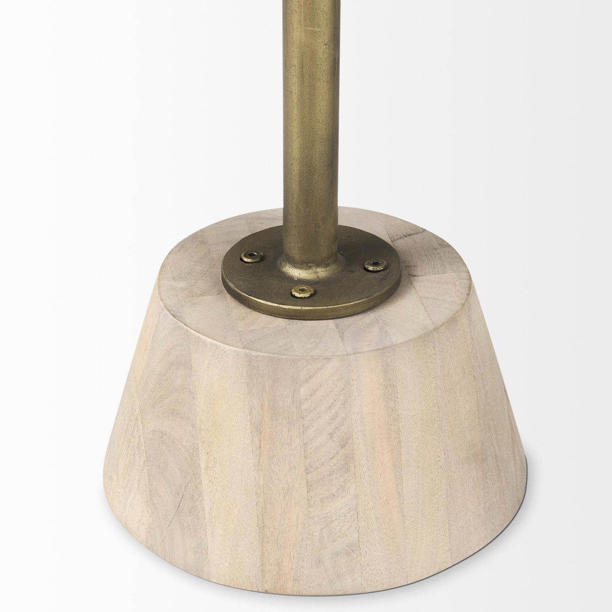 Mercana Maxwell 20" Round Light Brown Wood w/ Gold Metal Pedestal Side Table
