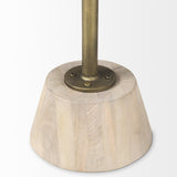 Mercana Maxwell 20" Round Light Brown Wood w/ Gold Metal Pedestal Side Table