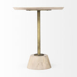 Mercana Maxwell 20" Round Light Brown Wood w/ Gold Metal Pedestal Side Table
