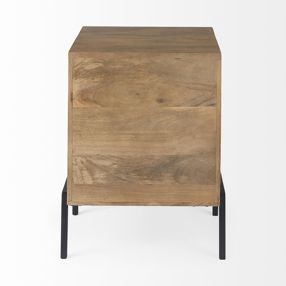 Mercana Arelius 20L x 18W x 26H Light Brown Wood W/ Black Metal Frame End/Side Table
