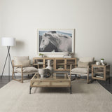 Mercana Arelius 20L x 18W x 26H Light Brown Wood W/ Black Metal Frame End/Side Table