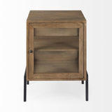 Mercana Arelius 20L x 18W x 26H Light Brown Wood W/ Black Metal Frame End/Side Table